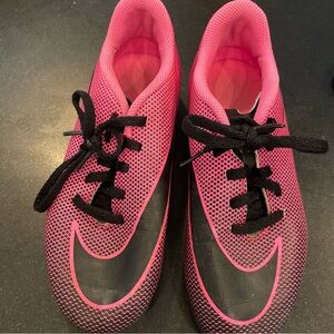 Nike Black and Pink Cleats Sz 2Y